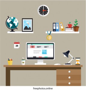 Perfect Office Desk Illustration with Flat Style