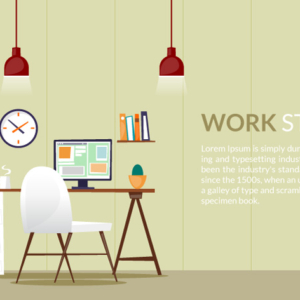 Elegant Flat Desk Office Design Illustration