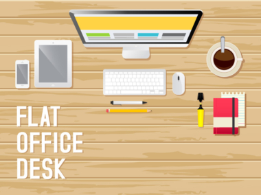 Designer’s Office Desk Flat Illustration