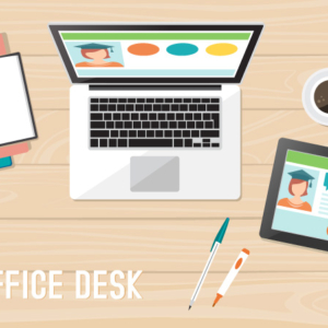 Flat Light Office Desk Illustration